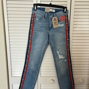 Levi's Women's Light Blue Jeans with Red and Black Stripe